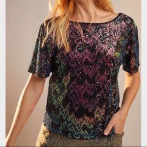 SANCTUARY FOR ANTHROPOLOGIE DINA SEQUINNED TOP